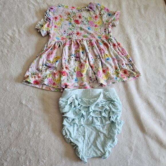 Posh Peanut 6-12m Easter Bunny Rose Peplum 2pc Bummies Viscose Bamboo - Picture 7 of 8